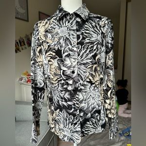 🧥NWOT🧥 ISAAC MIZRAHI LIVE! Floral Cotton Button Up Collared Jacket